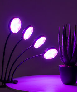 GloboStar® 79654 Grow Light Full Spectrum LED Φωτιστικό Ανάπτυξης Φυτών Γλάστρας με 4 Κινούμενες Κεφαλές & Βάση Clip SMD 2835 20W 160° DC 5V IP20 με Dimmer & Timer Εσωτερικού Χώρου για Κάλυψη Επιφάνειας 1m x 1m Πλήρους Φάσματος Φωτισμού