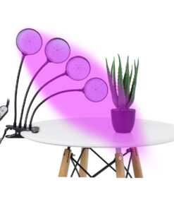 GloboStar® 79654 Grow Light Full Spectrum LED Φωτιστικό Ανάπτυξης Φυτών Γλάστρας με 4 Κινούμενες Κεφαλές & Βάση Clip SMD 2835 20W 160° DC 5V IP20 με Dimmer & Timer Εσωτερικού Χώρου για Κάλυψη Επιφάνειας 1m x 1m Πλήρους Φάσματος Φωτισμού