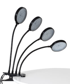 GloboStar® 79654 Grow Light Full Spectrum LED Φωτιστικό Ανάπτυξης Φυτών Γλάστρας με 4 Κινούμενες Κεφαλές & Βάση Clip SMD 2835 20W 160° DC 5V IP20 με Dimmer & Timer Εσωτερικού Χώρου για Κάλυψη Επιφάνειας 1m x 1m Πλήρους Φάσματος Φωτισμού