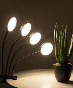 GloboStar® 79655 Grow Light Hydro Spectrum LED Φωτιστικό Ανάπτυξης Υδροπονικών Φυτών Γλάστρας με 4 Κινούμενες Κεφαλές & Βάση Clip SMD 2835 20W 160° DC 5V IP20 με Dimmer & Timer Εσωτερικού Χώρου για Κάλυψη Επιφάνειας 1m x 1m Πλήρους Φάσματος Φωτισμού