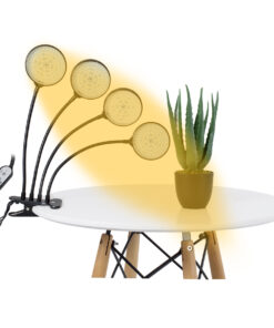 GloboStar® 79655 Grow Light Hydro Spectrum LED Φωτιστικό Ανάπτυξης Υδροπονικών Φυτών Γλάστρας με 4 Κινούμενες Κεφαλές & Βάση Clip SMD 2835 20W 160° DC 5V IP20 με Dimmer & Timer Εσωτερικού Χώρου για Κάλυψη Επιφάνειας 1m x 1m Πλήρους Φάσματος Φωτισμού