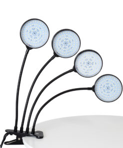 GloboStar® 79655 Grow Light Hydro Spectrum LED Φωτιστικό Ανάπτυξης Υδροπονικών Φυτών Γλάστρας με 4 Κινούμενες Κεφαλές & Βάση Clip SMD 2835 20W 160° DC 5V IP20 με Dimmer & Timer Εσωτερικού Χώρου για Κάλυψη Επιφάνειας 1m x 1m Πλήρους Φάσματος Φωτισμού