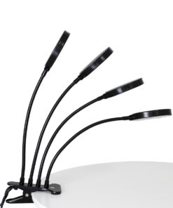 GloboStar® 79655 Grow Light Hydro Spectrum LED Φωτιστικό Ανάπτυξης Υδροπονικών Φυτών Γλάστρας με 4 Κινούμενες Κεφαλές & Βάση Clip SMD 2835 20W 160° DC 5V IP20 με Dimmer & Timer Εσωτερικού Χώρου για Κάλυψη Επιφάνειας 1m x 1m Πλήρους Φάσματος Φωτισμού