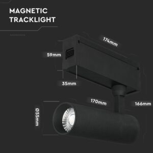 LED Μαγνητικό Φωτιστικό Ράγας 15W V-TAC Μαύρο CRI 90 24V 36° Θερμό 3000K – 7966