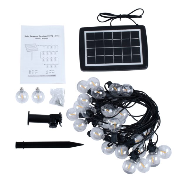 GloboStar® 79666 Διακοσμητική Γιρλάντα 14 Μέτρων με Controller 4 Προγραμμάτων Φωτισμού 30 LED 3W με Ενσωματωμένη Μπαταρία 600mAh – Φωτοβολταϊκό Πάνελ – Αισθητήρα Ημέρας-Νύχτας – Βάση Κήπου & Μαύρο Καλώδιο Αδιάβροχη IP44 Θερμό Λευκό 2700K L22 x W15.5 x H3c