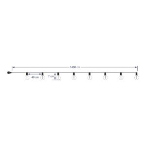 GloboStar® 79666 Διακοσμητική Γιρλάντα 14 Μέτρων με Controller 4 Προγραμμάτων Φωτισμού 30 LED 3W με Ενσωματωμένη Μπαταρία 600mAh – Φωτοβολταϊκό Πάνελ – Αισθητήρα Ημέρας-Νύχτας – Βάση Κήπου & Μαύρο Καλώδιο Αδιάβροχη IP44 Θερμό Λευκό 2700K L22 x W15.5 x H3c