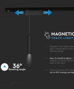 LED Μαγνητικό Κρεμαστό Φωτιστικό Ράγας 15W V-TAC Μαύρο CRI 90 24V 36° Φυσικό 4000K – 7969