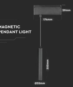 LED Μαγνητικό Κρεμαστό Φωτιστικό Ράγας 15W V-TAC Μαύρο CRI 90 24V 36° Φυσικό 4000K – 7969