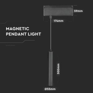 LED Μαγνητικό Κρεμαστό Φωτιστικό Ράγας 15W V-TAC Μαύρο CRI 90 24V 36° Φυσικό 4000K – 7969