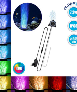 GloboStar® 79682 Φωτιστικό Ενυδρείου & Οξυγονωτής / Μηχανισμός Φυσαλίδων Φ5.5cm LED 7.2W 180° AC 230V Αδιάβροχο IP68 Πολύχρωμο RGB
