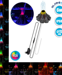 GloboStar® 79684 Φωτιστικό Ενυδρείου & Οξυγονωτής / Μηχανισμός Φυσαλίδων Φ15cm LED 6W 180° AC 230V Αδιάβροχο IP68 με Αυτόματη Εναλλαγή Χρωμάτων Πολύχρωμο RGB