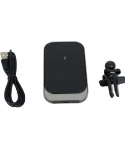 GloboStar® 79695 Μαγνητική Βάση Κινητού Αυτοκινήτου Max 15W USB σε USB Type-C με Κλιπ στον Αεραγωγό – Ασύρματη Φόρτιση MagSafe QuickCharge 3.0