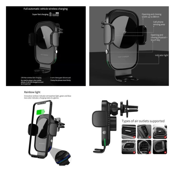 GloboStar® 79696 Μαγνητική Βάση Κινητού Αυτοκινήτου Smart Chip Max 15W USB σε USB Type-C με Κλιπ στον Αεραγωγό – Ασύρματη Φόρτιση και Υποστήριξη προσαρμογής για Διαφορετικά Κινητά Τηλέφωνα MagSafe QuickCharge 3.0
