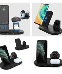 GloboStar® 79698 Επιτραπέζια Σταθερή Βάση Ασύρματης Φόρτισης Fast Charging για Κινητά – Earphones – Smart Watches 3 Καναλιών – 1 Channel 15W Max (Phone) – 2 Channel 3W (Airpod) – 3 Channel 2W (Watch)