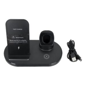 GloboStar® 79698 Επιτραπέζια Σταθερή Βάση Ασύρματης Φόρτισης Fast Charging για Κινητά – Earphones – Smart Watches 3 Καναλιών – 1 Channel 15W Max (Phone) – 2 Channel 3W (Airpod) – 3 Channel 2W (Watch)