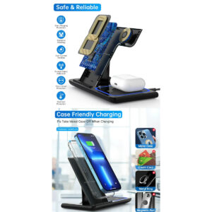 GloboStar® 79706 Επιτραπέζια Σταθερή Βάση Ασύρματης Φόρτισης Fast Charging για Κινητά – Earphones – Smart Watches 15W Max – Λευκό