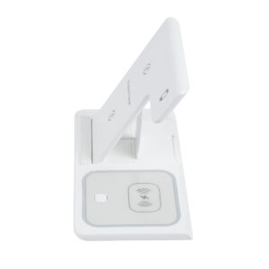 GloboStar® 79706 Επιτραπέζια Σταθερή Βάση Ασύρματης Φόρτισης Fast Charging για Κινητά – Earphones – Smart Watches 15W Max – Λευκό