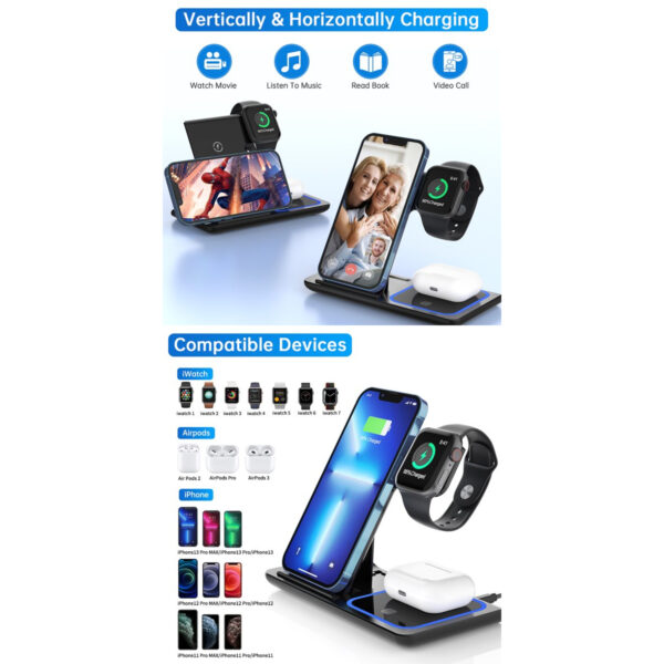 GloboStar® 79707 Επιτραπέζια Σταθερή Βάση Ασύρματης Φόρτισης Fast Charging για Κινητά – Earphones – Smart Watches 15W Max – Μαύρο