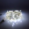 GloboStar® 79731 Διακοσμητική Γιρλάντα 5 Μέτρων 50 LED USB 5 Volt 3 Watt με Ασημένιο Συρμάτινο Καλώδιο Ψυχρό Λευκό 6000k
