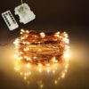 GloboStar® 79780 Διακοσμητική Γιρλάντα Μπαταρίας 10 Μέτρων 100 LED 6 Watt με Χάλκινο Συρμάτινο Καλώδιο και Ασύρματο Χειριστήριο Θερμό Λευκό 3000k
