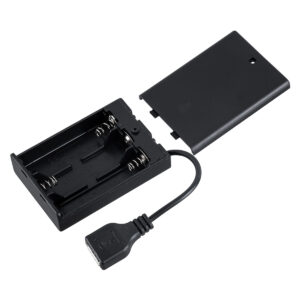 GloboStar® 79791 Box Τροφοδοσίας για Γιρλάντες LED USB 2.0 DC 5V με Μπαταρίες 3 x AA (Δεν Περιλαμβάνονται) & Διακόπτη On/Off – Μαύρο