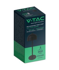LED Επαναφορτιζόμενο Πορτατίφ V-TAC Μαύρο Σώμα Dimmable CCT – 7985