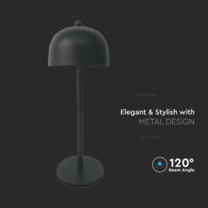 LED Επαναφορτιζόμενο Πορτατίφ V-TAC Μαύρο Σώμα Dimmable CCT – 7985