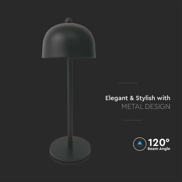 LED Επαναφορτιζόμενο Πορτατίφ V-TAC Μαύρο Σώμα Dimmable CCT – 7985