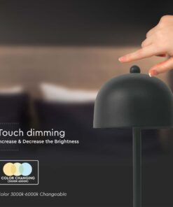 LED Επαναφορτιζόμενο Πορτατίφ V-TAC Μαύρο Σώμα Dimmable CCT – 7985