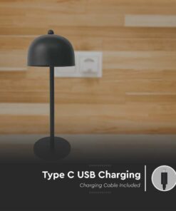 LED Επαναφορτιζόμενο Πορτατίφ V-TAC Μαύρο Σώμα Dimmable CCT – 7985