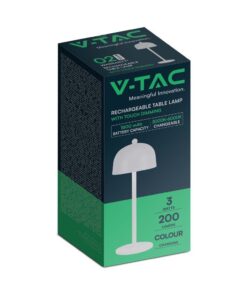 LED Επαναφορτιζόμενο Πορτατίφ V-TAC Λευκό Σώμα Dimmable CCT – 7986