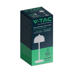LED Επαναφορτιζόμενο Πορτατίφ V-TAC Λευκό Σώμα Dimmable CCT – 7986