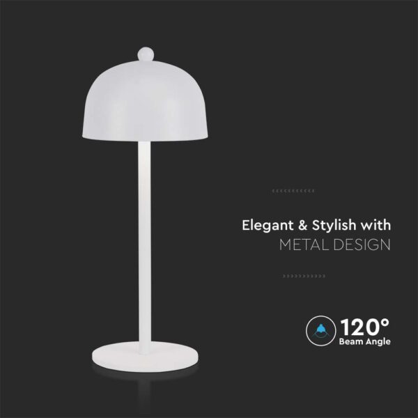 LED Επαναφορτιζόμενο Πορτατίφ V-TAC Λευκό Σώμα Dimmable CCT – 7986