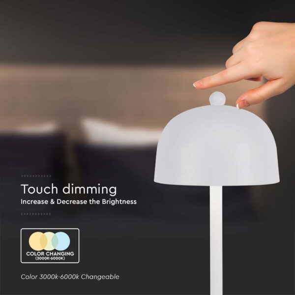 LED Επαναφορτιζόμενο Πορτατίφ V-TAC Λευκό Σώμα Dimmable CCT – 7986