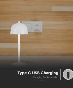 LED Επαναφορτιζόμενο Πορτατίφ V-TAC Λευκό Σώμα Dimmable CCT – 7986