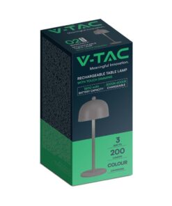 LED Επαναφορτιζόμενο Πορτατίφ V-TAC Γκρι Σώμα Dimmable CCT – 7987