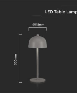 LED Επαναφορτιζόμενο Πορτατίφ V-TAC Γκρι Σώμα Dimmable CCT – 7987