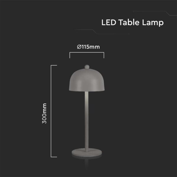 LED Επαναφορτιζόμενο Πορτατίφ V-TAC Γκρι Σώμα Dimmable CCT – 7987