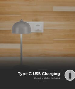 LED Επαναφορτιζόμενο Πορτατίφ V-TAC Γκρι Σώμα Dimmable CCT – 7987