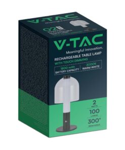 LED Επαναφορτιζόμενο Πορτατίφ V-TAC Dimmable με Μαύρο Σώμα CCT – 7988