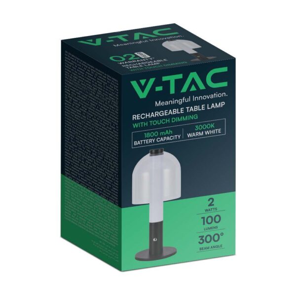 LED Επαναφορτιζόμενο Πορτατίφ V-TAC Dimmable με Μαύρο Σώμα CCT – 7988