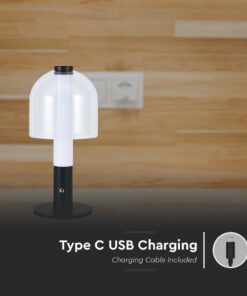 LED Επαναφορτιζόμενο Πορτατίφ V-TAC Dimmable με Μαύρο Σώμα CCT – 7988