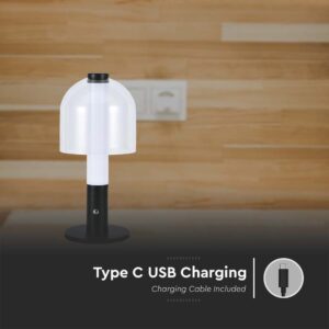LED Επαναφορτιζόμενο Πορτατίφ V-TAC Dimmable με Μαύρο Σώμα CCT – 7988