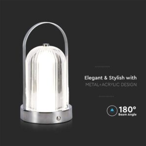 Φωτιστικό γραφείου LED 1W Eπαναφορτιζόμενο Χρώματος Χρωμίου Dimmable V-TAC – 7990