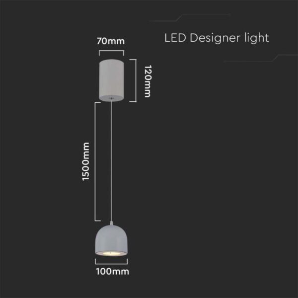 LED κρεμαστό φωτιστικό οροφής 8.5W 3000K θερμό λευκό με γκρι σώμα V-TAC – 7992