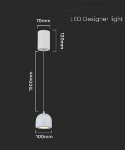 LED κρεμαστό φωτιστικό οροφής 8.5W 3000K θερμό λευκό με λευκό σώμα V-TAC – 7993