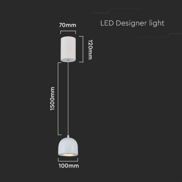 LED κρεμαστό φωτιστικό οροφής 8.5W 3000K θερμό λευκό με λευκό σώμα V-TAC – 7993