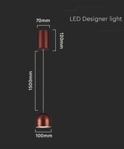 LED κρεμαστό φωτιστικό οροφής 8.5W 3000K θερμό λευκό με καφέ σώμα V-TAC – 7994