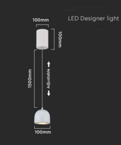 LED κρεμαστό φωτιστικό οροφής 8.5W 3000K θερμό λευκό με απαλό γκρι σώμα και On/Off αφής V-TAC – 7995
