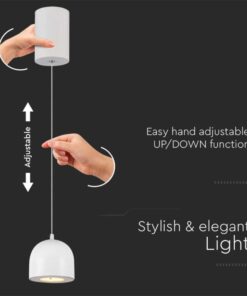 LED κρεμαστό φωτιστικό οροφής 8.5W 3000K θερμό λευκό με απαλό γκρι σώμα και On/Off αφής V-TAC – 7995